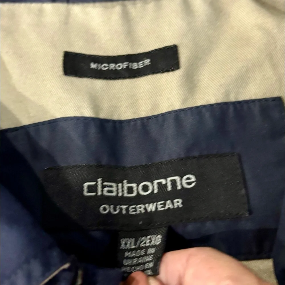 Claiborne Men's Navy Lined Microfiber Zip Windbreaker Jacket‎ XXL